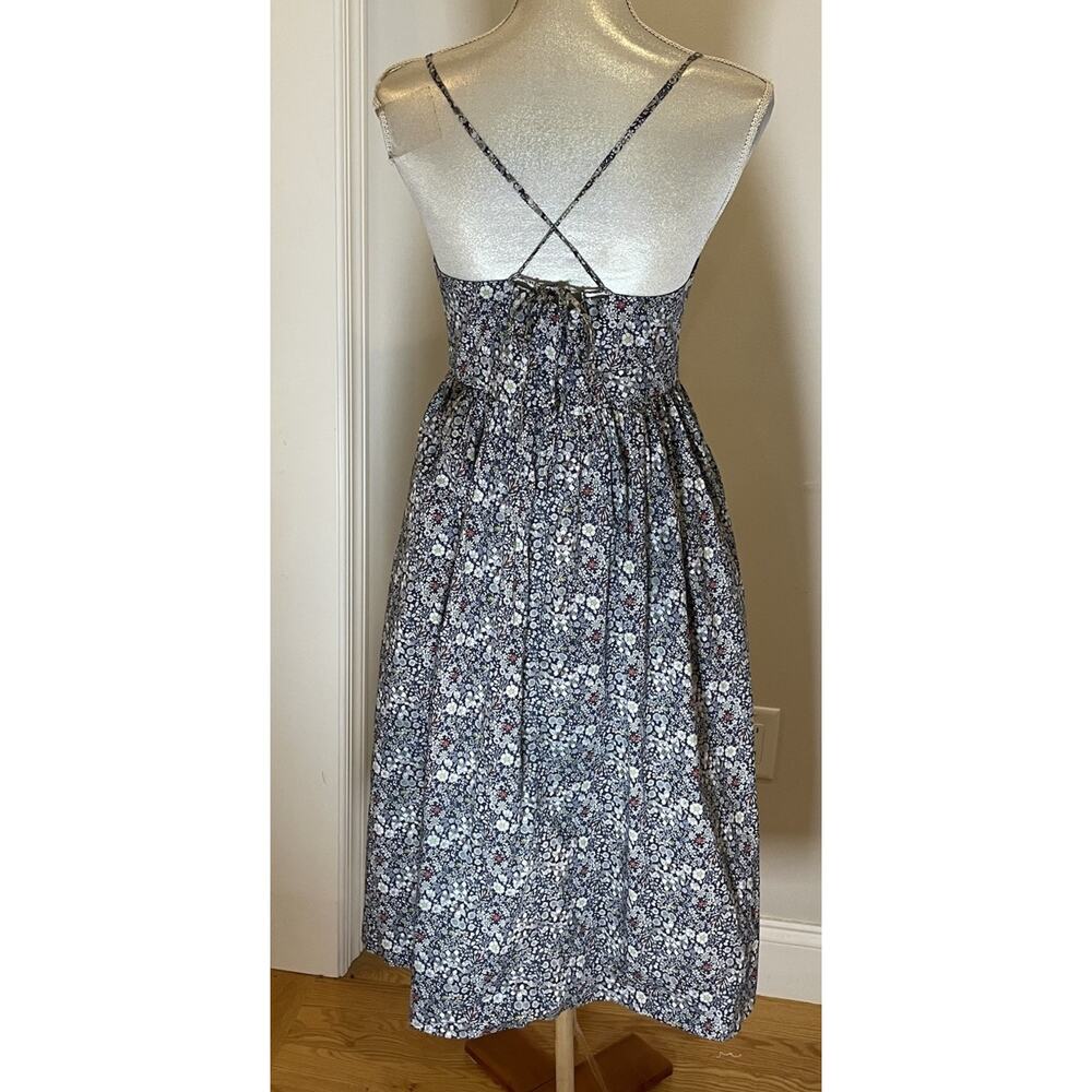 J Crew Dress Liberty Of London Fabric Sundress Navy White Red Floral Sz 4 - Picture 3 of 9